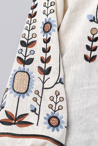 girl in an embroidered shirt